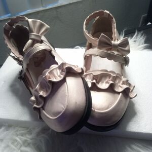 Charming Rose Pink LOLITA style Loafers w/ Ruffles & Bows